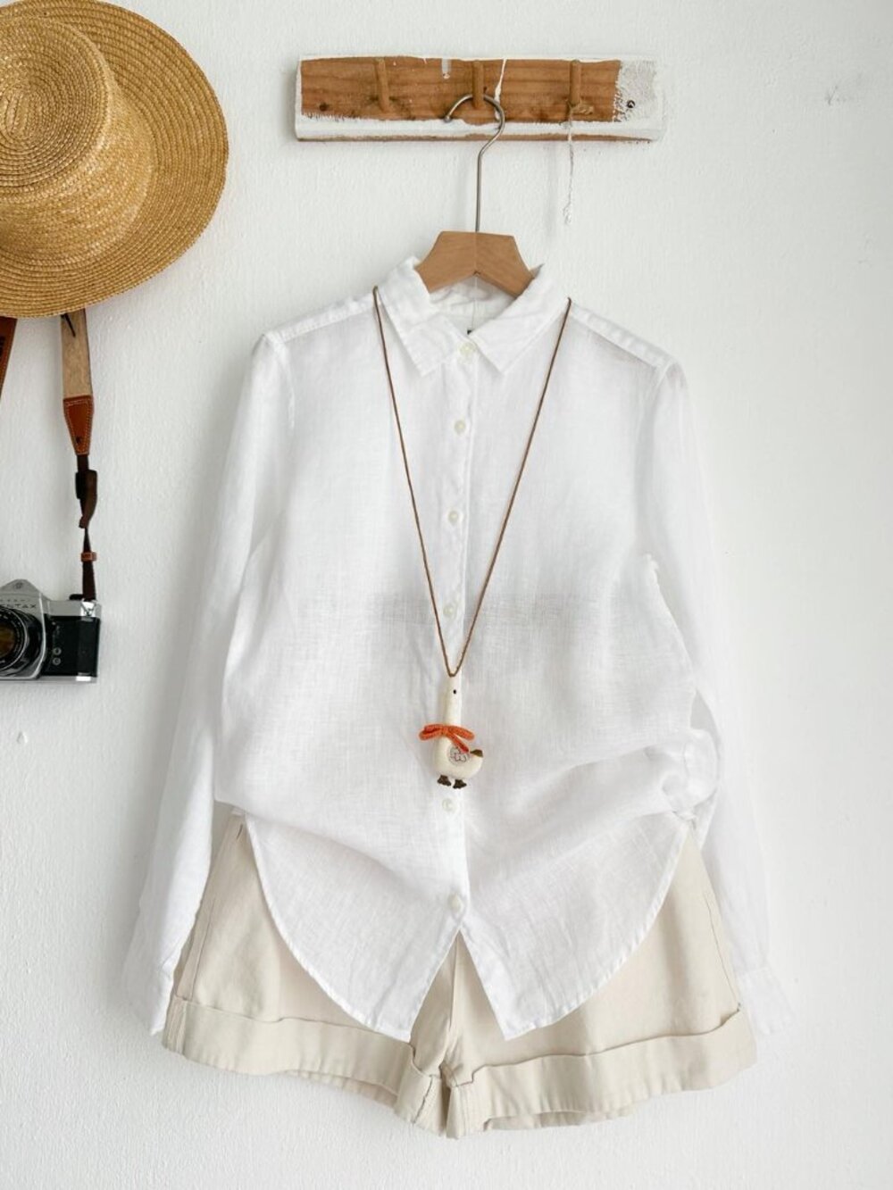 Uniqlo - Premium Linen Long-Sleeve Shirt Button-Up Collar 075682 | White: Medium